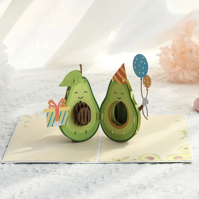 3D Pop Up Happy Birthday Card Cute Avocado Greeting Card for Party,Valentine's Day, Mother's Day,Father's Day - Slobuy