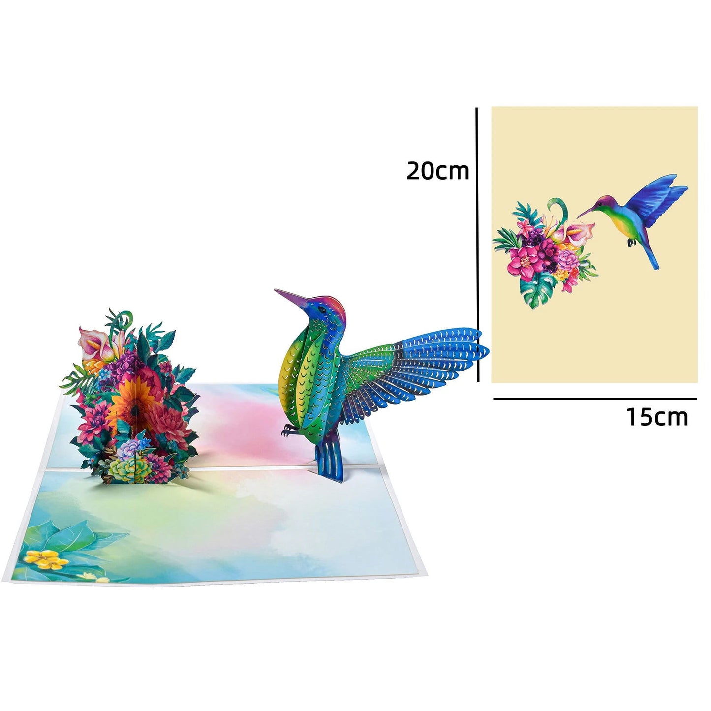 3D Pop Up Hummingbird Birthday Card with Envelope Animal Greeting Cards Handmade Gift Mothers Day Anniversary for Wife Women Mom - Slobuy