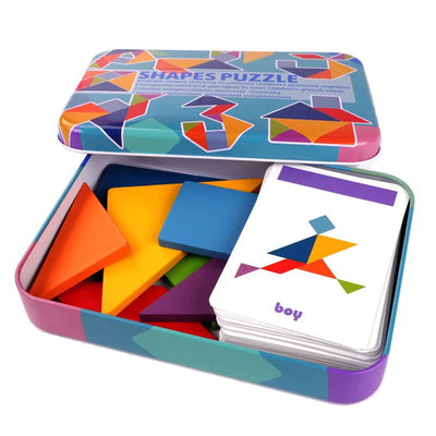 3D Wooden Pattern Animal Jigsaw Puzzle Colorful Tangram Toy Kids Montessori Early Education Sorting Games Toys Children Gift - Slobuy