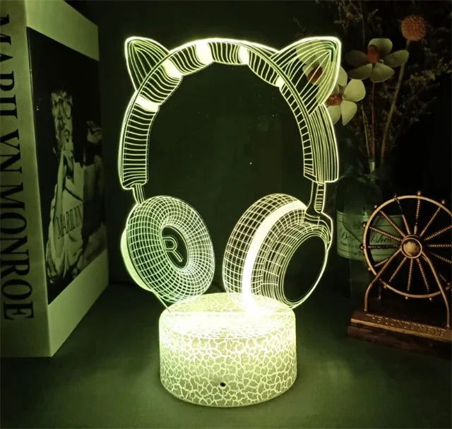 3D led lamp Gaming room light Games NightLight Gaming Table Lamp for Children Headphones Game Zone Lights Home Decor Gift - Slobuy