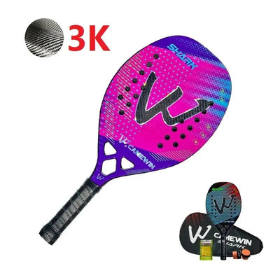 3K Camewin Beach Tennis Racket Full Carbon Fiber Rough Surface Outdoor Sports Racket For Men Women Adult Senior Player 2024 New - Slobuy