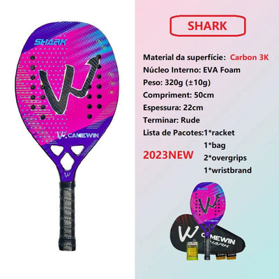 3K Camewin Beach Tennis Racket Full Carbon Fiber Rough Surface Outdoor Sports Racket For Men Women Adult Senior Player 2024 New - Slobuy