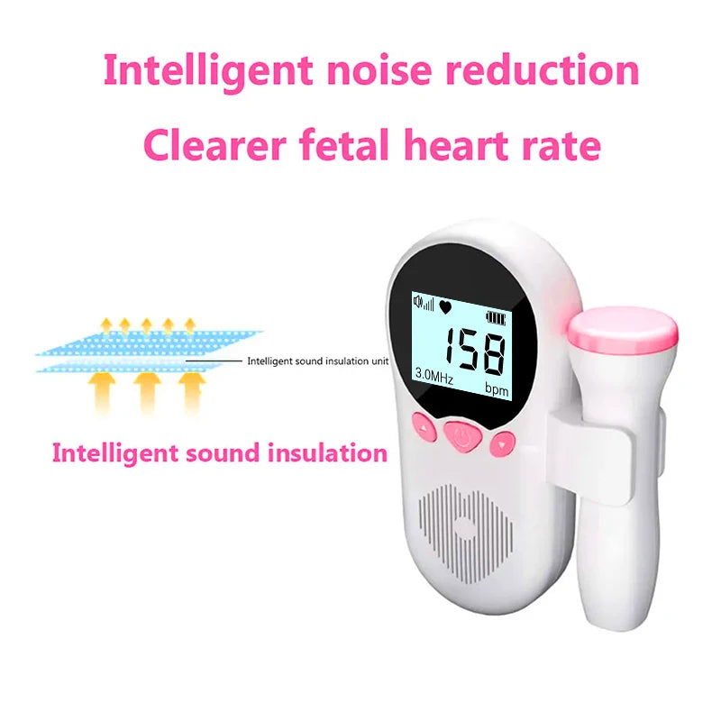 3MHz Doppler Fetal Heart rate Monitor Household Portable Pregnancy Baby Fetal Sound Heart Rate Detector LCD Display Ultrasound - Slobuy