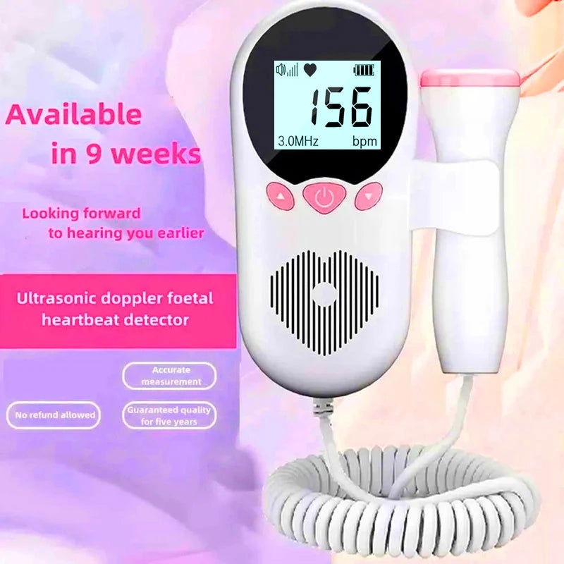 3MHz Doppler Fetal Heart rate Monitor Household Portable Pregnancy Baby Fetal Sound Heart Rate Detector LCD Display Ultrasound - Slobuy