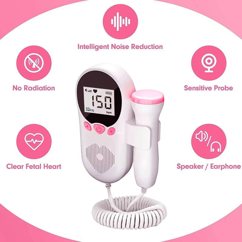 3MHz Doppler Fetal Heart rate Monitor Household Portable Pregnancy Baby Fetal Sound Heart Rate Detector LCD Display Ultrasound - Slobuy
