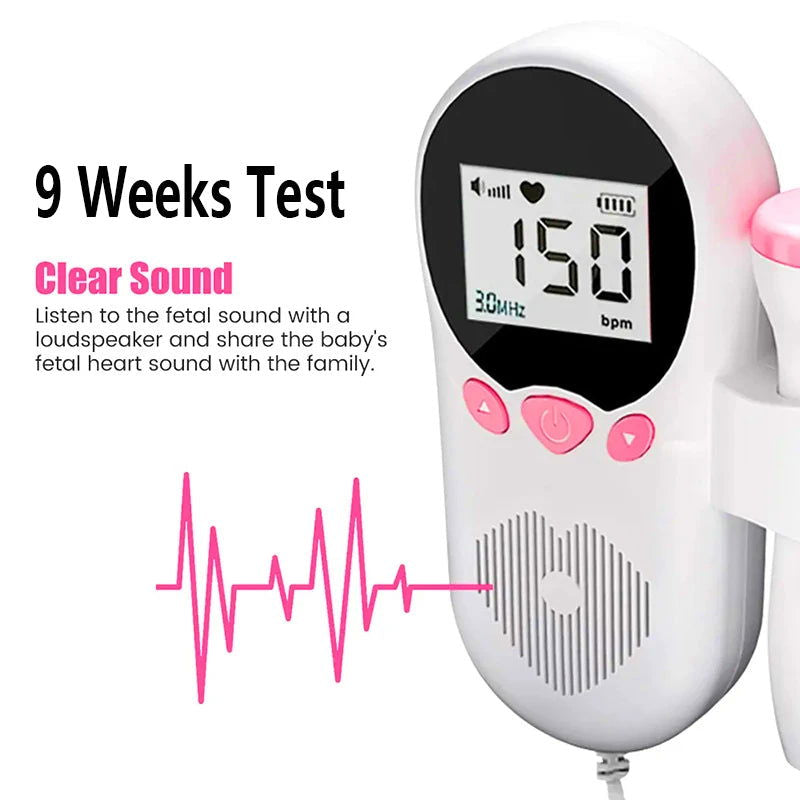3MHz Doppler Fetal Heart rate Monitor Household Portable Pregnancy Baby Fetal Sound Heart Rate Detector LCD Display Ultrasound - Slobuy