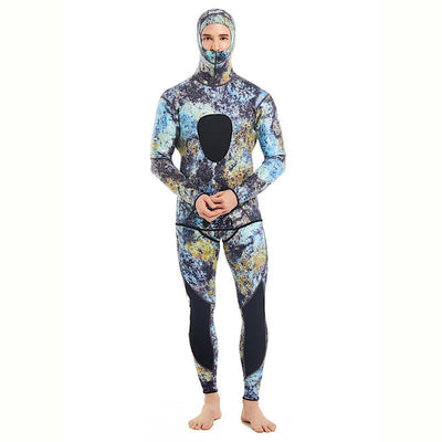 Wetsuits Men's 1.5/3MM Neoprene Hooded Warm Wetsuit Camouflage Split Hunting Fish Hunting Scuba Snorkeling Surfing Swimsuit - Slobuy