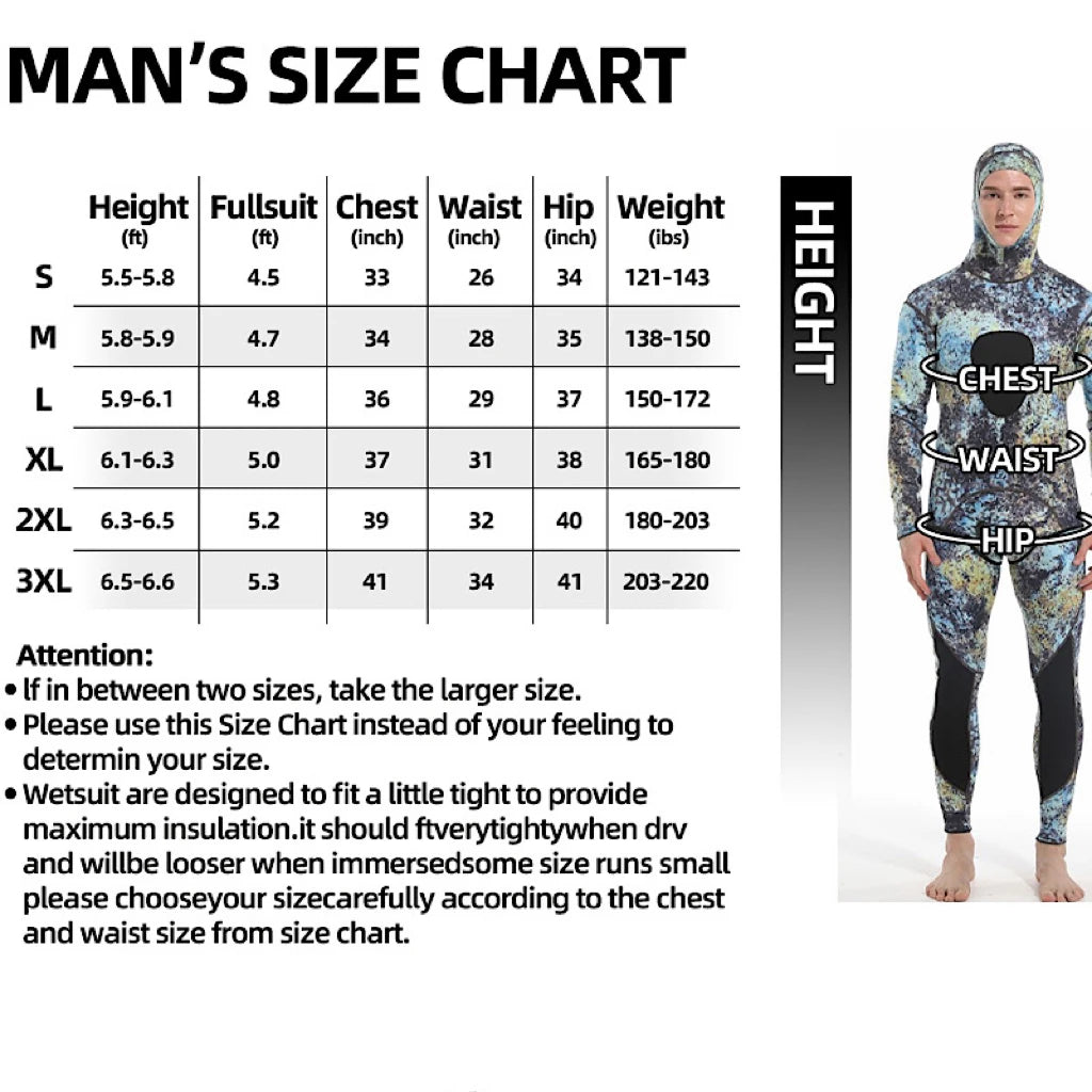 Wetsuits Men's 1.5/3MM Neoprene Hooded Warm Wetsuit Camouflage Split Hunting Fish Hunting Scuba Snorkeling Surfing Swimsuit - Slobuy