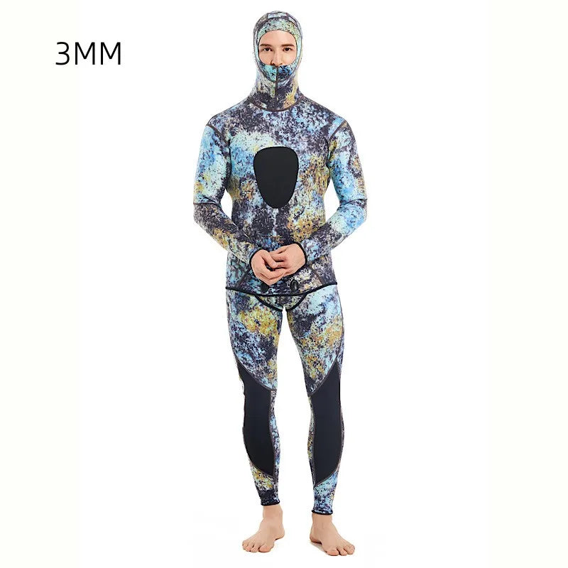 Wetsuits Men's 1.5/3MM Neoprene Hooded Warm Wetsuit Camouflage Split Hunting Fish Hunting Scuba Snorkeling Surfing Swimsuit - Slobuy