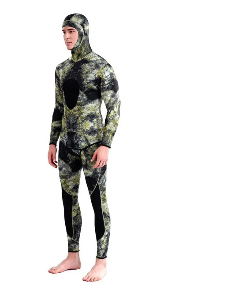 Wetsuits Men's 1.5/3MM Neoprene Hooded Warm Wetsuit Camouflage Split Hunting Fish Hunting Scuba Snorkeling Surfing Swimsuit - Slobuy