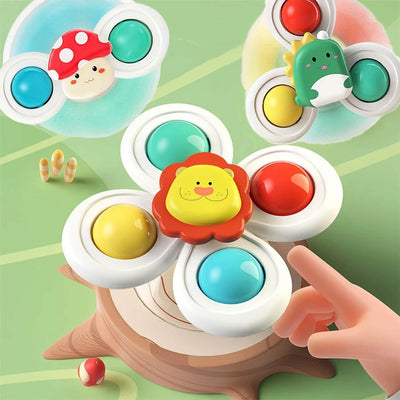 3PCS Suction Cup Rotating Toy for Baby Hand-eye Coordination Educational Training, Bath & Travel toy, Birthday Christmas Gift - Slobuy