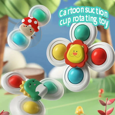 3PCS Suction Cup Rotating Toy for Baby Hand-eye Coordination Educational Training, Bath & Travel toy, Birthday Christmas Gift - Slobuy