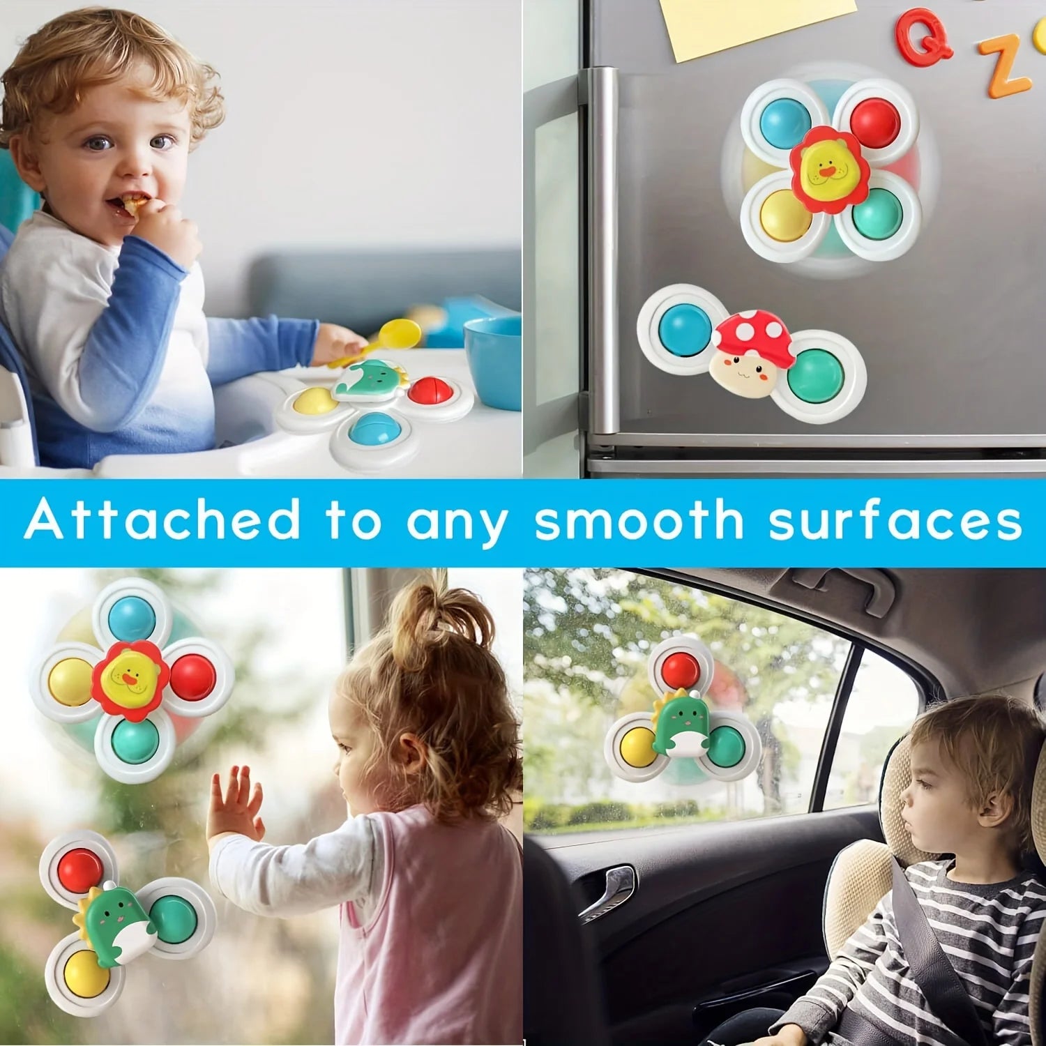 3PCS Suction Cup Rotating Toy for Baby Hand-eye Coordination Educational Training, Bath & Travel toy, Birthday Christmas Gift - Slobuy