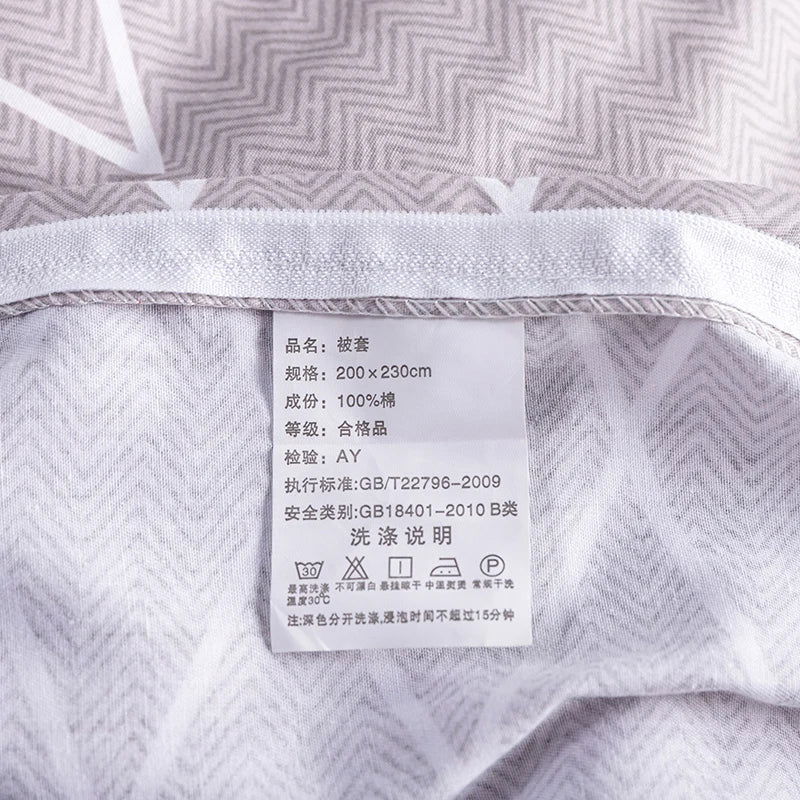 3PC 100% Cotton Duvet Cover Set Striped Printing 1PC Duvet Cover 2PC Pillowcase Cotton Soft Skin Friendly Bedding - Slobuy
