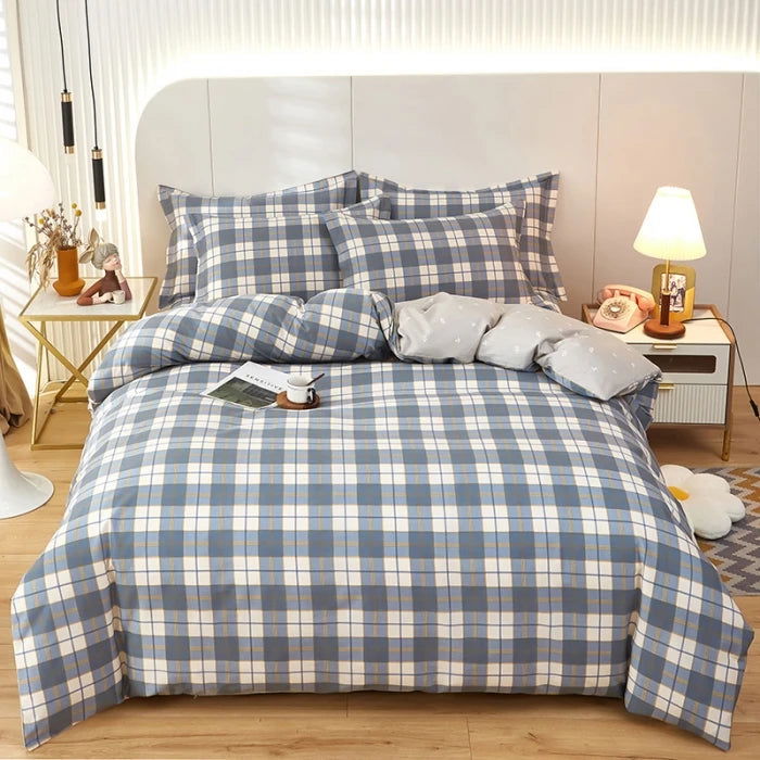 3PC 100% Cotton Duvet Cover Set Striped Printing 1PC Duvet Cover 2PC Pillowcase Cotton Soft Skin Friendly Bedding - Slobuy