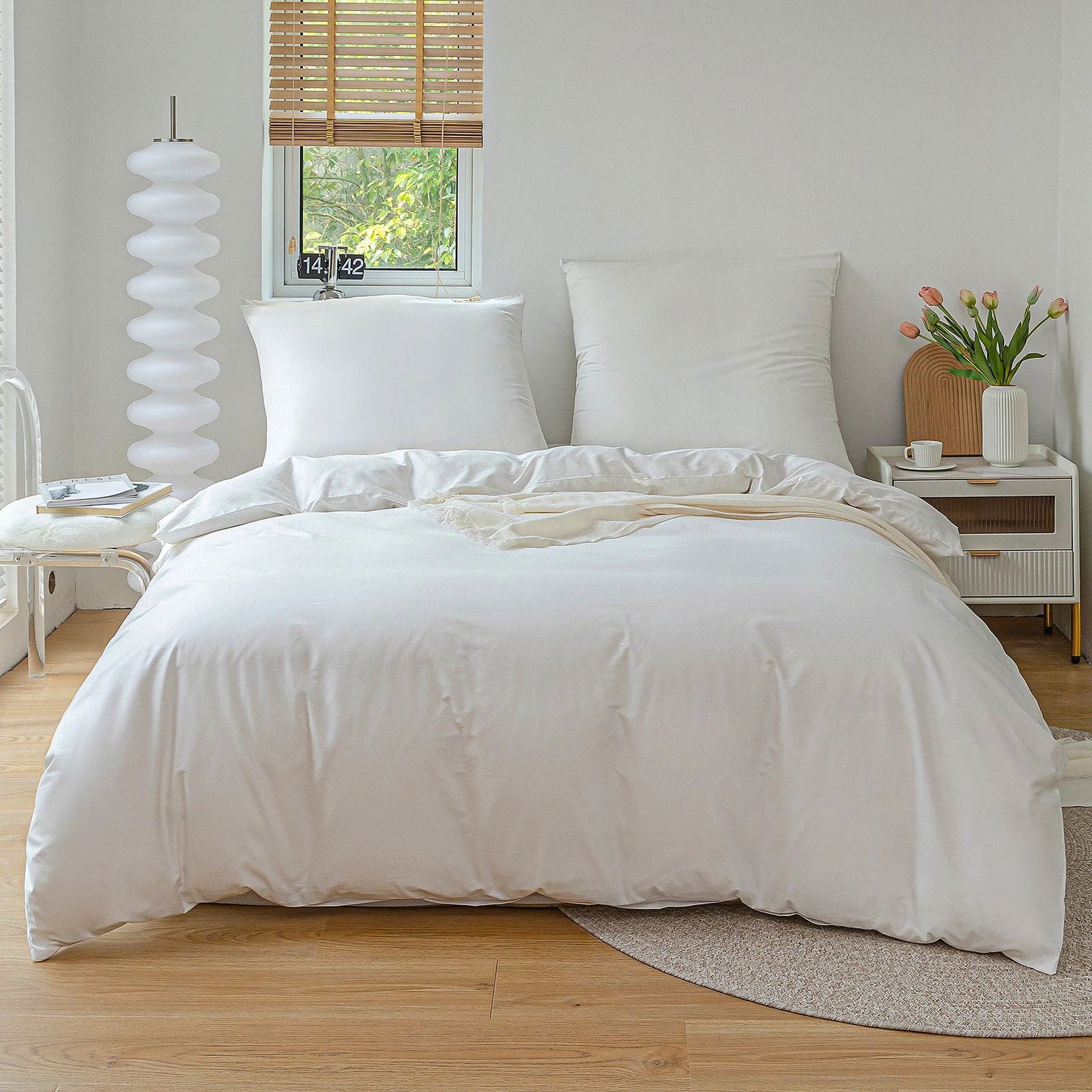 2/3Pcs 100% Cotton Duvet Cover Set, Quality High Textile Count Fabric, Double Single King Queen Cotton Bedding Quilt Cover Set - Slobuy