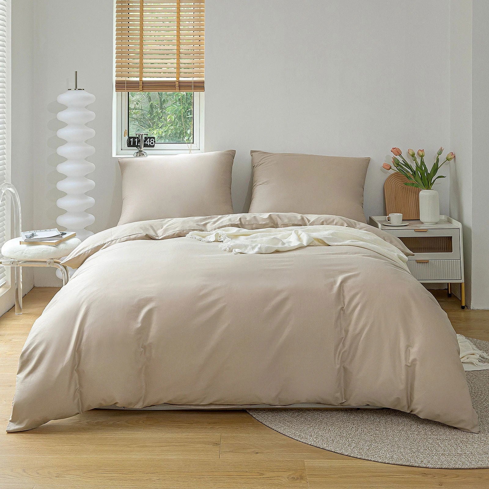 2/3Pcs 100% Cotton Duvet Cover Set, Quality High Textile Count Fabric, Double Single King Queen Cotton Bedding Quilt Cover Set - Slobuy