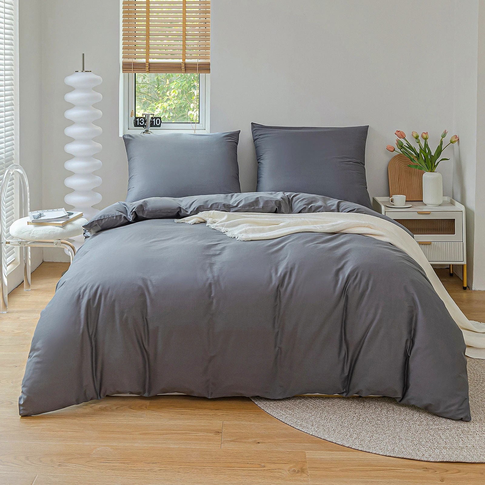 2/3Pcs 100% Cotton Duvet Cover Set, Quality High Textile Count Fabric, Double Single King Queen Cotton Bedding Quilt Cover Set - Slobuy