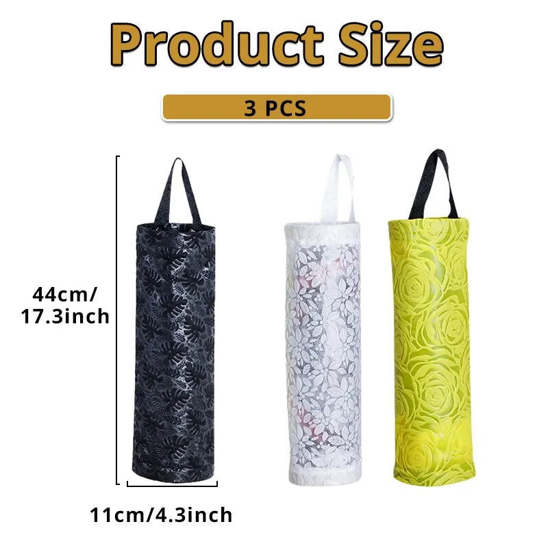 3Pcs Hanging Storage Dispensers Breathable Washable Hanging Mesh Garbage Bag Organizer for Kitchen Plastic Bag Storage - Slobuy