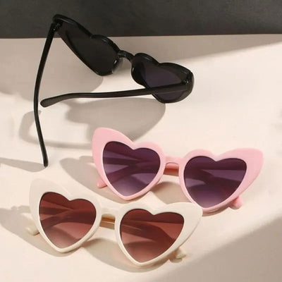 3Pcs Love Heart Frame Sunglasses Goggles Women Brand Designer Fashion Cute Solid Vintage Cheap Sun Glasses Party Gift - Slobuy
