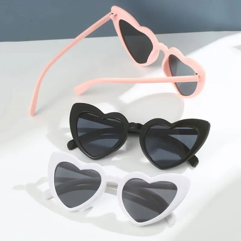 3Pcs Love Heart Frame Sunglasses Goggles Women Brand Designer Fashion Cute Solid Vintage Cheap Sun Glasses Party Gift - Slobuy