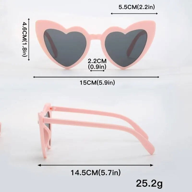 3Pcs Love Heart Frame Sunglasses Goggles Women Brand Designer Fashion Cute Solid Vintage Cheap Sun Glasses Party Gift - Slobuy