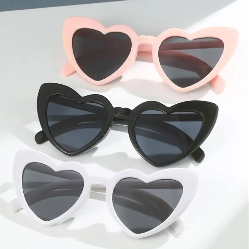 3Pcs Love Heart Frame Sunglasses Goggles Women Brand Designer Fashion Cute Solid Vintage Cheap Sun Glasses Party Gift - Slobuy