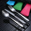 4Pcs/3Pcs Set Dinnerware Portable Printed Knifes Fork Spoon Stainless Steel Family Camping Steak Cutlery Tableware with Bag - Slobuy