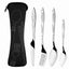 4Pcs/3Pcs Set Dinnerware Portable Printed Knifes Fork Spoon Stainless Steel Family Camping Steak Cutlery Tableware with Bag - Slobuy