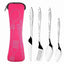 4Pcs/3Pcs Set Dinnerware Portable Printed Knifes Fork Spoon Stainless Steel Family Camping Steak Cutlery Tableware with Bag - Slobuy