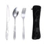 4Pcs/3Pcs Set Dinnerware Portable Printed Knifes Fork Spoon Stainless Steel Family Camping Steak Cutlery Tableware with Bag - Slobuy