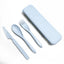 3Pcs Wheat Straw Dinnerware Set Portable Tableware Knife Fork Spoon Eco-Friendly Travel Cutlery Set Utensil Box Chopsticks Set - Slobuy
