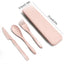 3Pcs Wheat Straw Dinnerware Set Portable Tableware Knife Fork Spoon Eco-Friendly Travel Cutlery Set Utensil Box Chopsticks Set - Slobuy