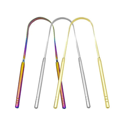 3 Colors Stainless Steel Tongue Scraper U-shaped Metal Fresh Breath Cleaning Coated Tongue Toothbrush Oral Hygiene Care Tools - Slobuy