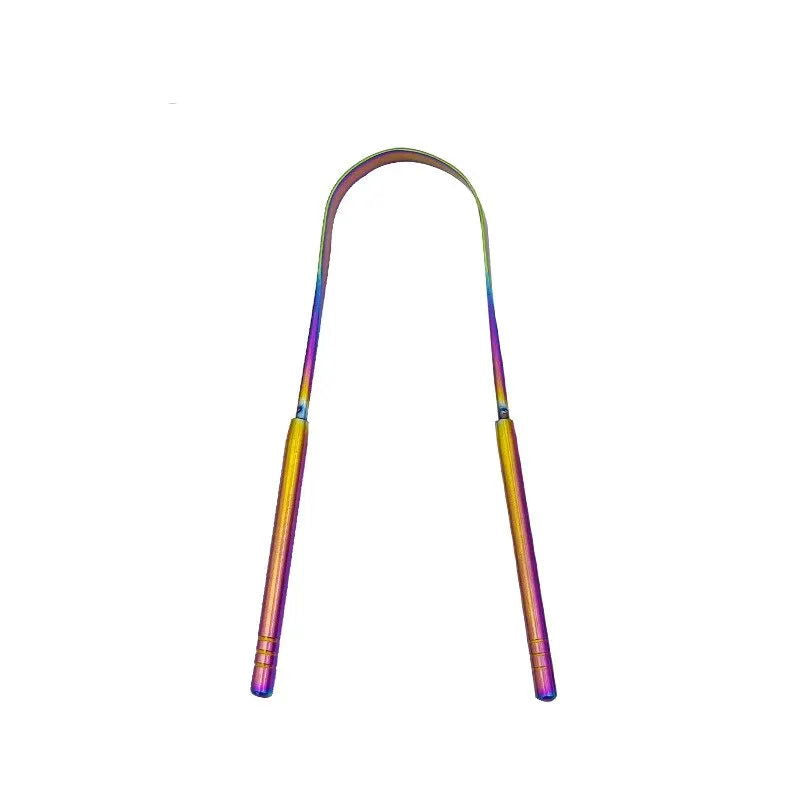 3 Colors Stainless Steel Tongue Scraper U-shaped Metal Fresh Breath Cleaning Coated Tongue Toothbrush Oral Hygiene Care Tools - Slobuy