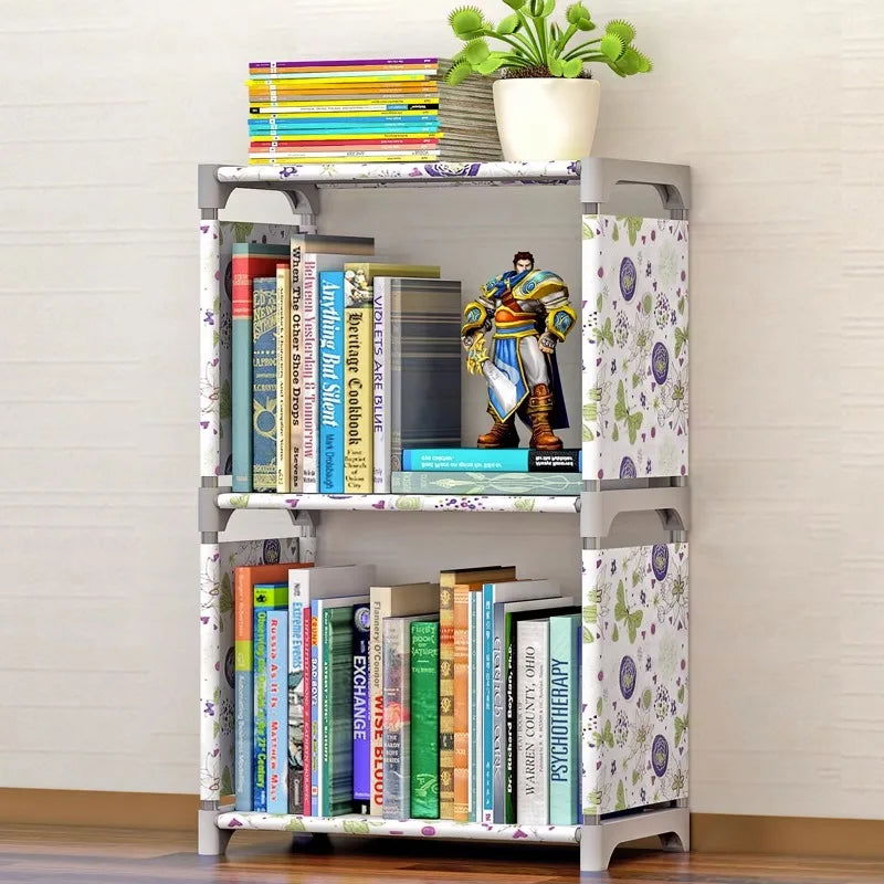 3 Layers Simple Modern Student Bookshelf Storage Rack Floor Desk Bookcase  Combination Cabinet Newspaper Rack - Slobuy