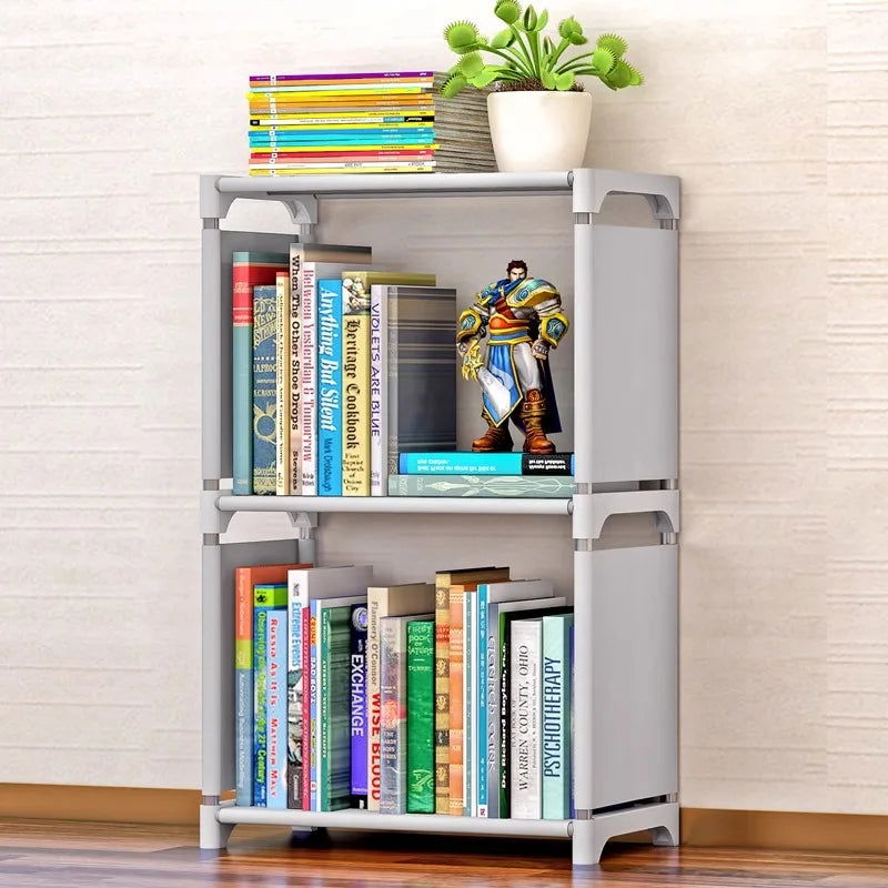 3 Layers Simple Modern Student Bookshelf Storage Rack Floor Desk Bookcase  Combination Cabinet Newspaper Rack - Slobuy