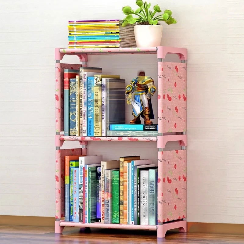 3 Layers Simple Modern Student Bookshelf Storage Rack Floor Desk Bookcase  Combination Cabinet Newspaper Rack - Slobuy