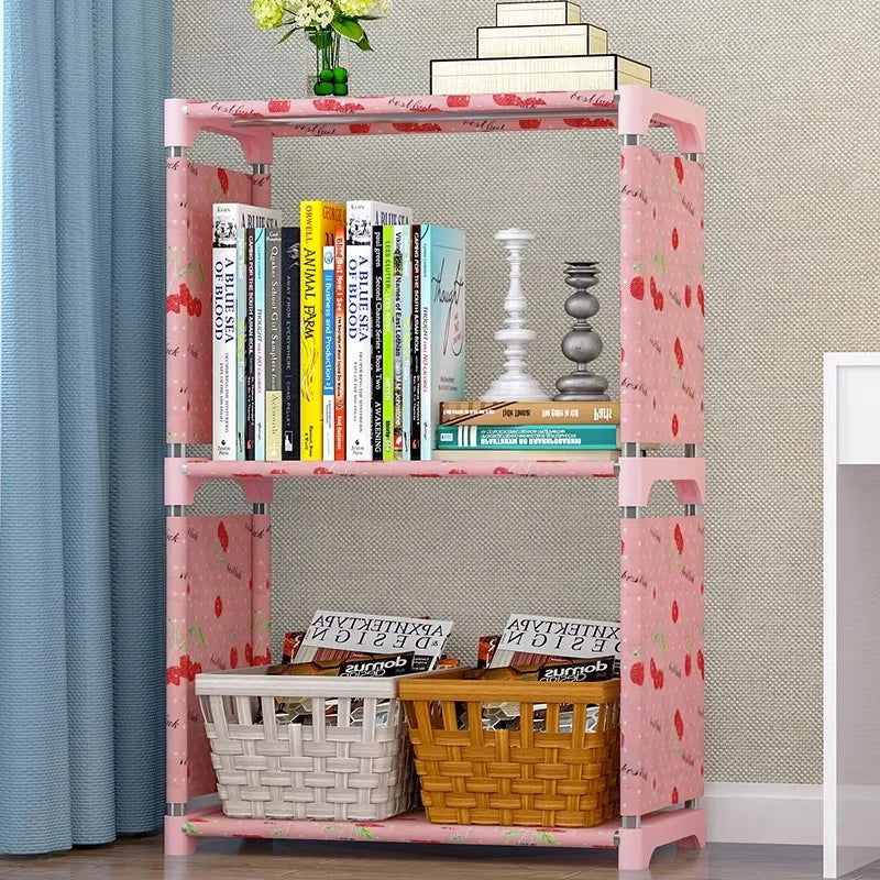3 Layers Simple Modern Student Bookshelf Storage Rack Floor Desk Bookcase  Combination Cabinet Newspaper Rack - Slobuy