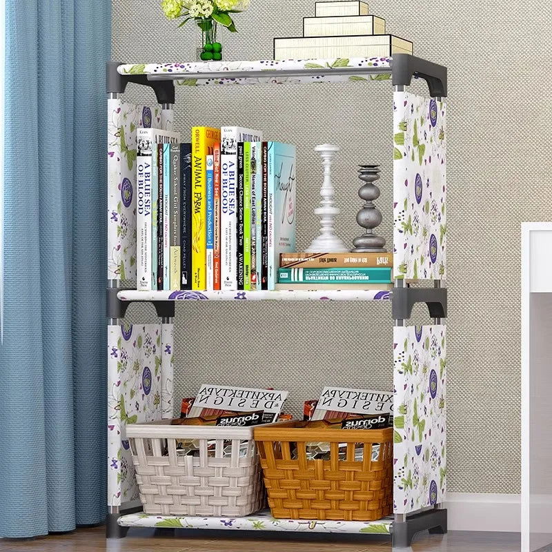 3 Layers Simple Modern Student Bookshelf Storage Rack Floor Desk Bookcase  Combination Cabinet Newspaper Rack - Slobuy