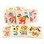 3 PCs Random Color Puzzle 3D Toys Early Education Wooden Cartoon Animal Puzzle Puzzle Infant Puzzle Board Toys - Slobuy