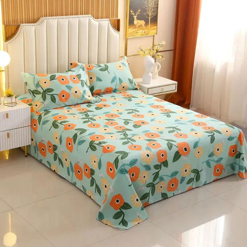3 Pcs Broken Flowers Sheets Bed Simplicity Bedspread on The Bed Plus Size Double Queen King Bed Sheets with Pillows Cases - Slobuy