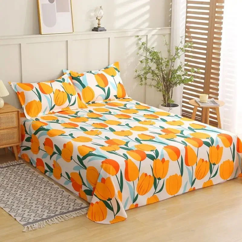 3 Pcs Broken Flowers Sheets Bed Simplicity Bedspread on The Bed Plus Size Double Queen King Bed Sheets with Pillows Cases - Slobuy