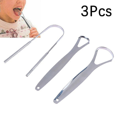 1/2/3 Pcs Tongue Scraper Stainless Steel Tongue Cleaner Bad Breath Removal Oral Care Tools - Slobuy