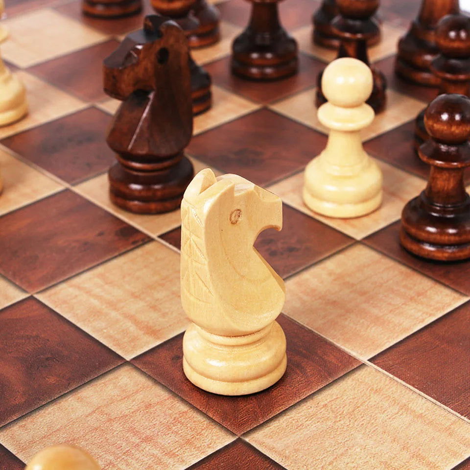 3 in 1 Chess Board, Folding Wooden Portable Chess Game Board, Wooden Chess Board for Adults(Chess + Checkers and Backgammon) - Slobuy