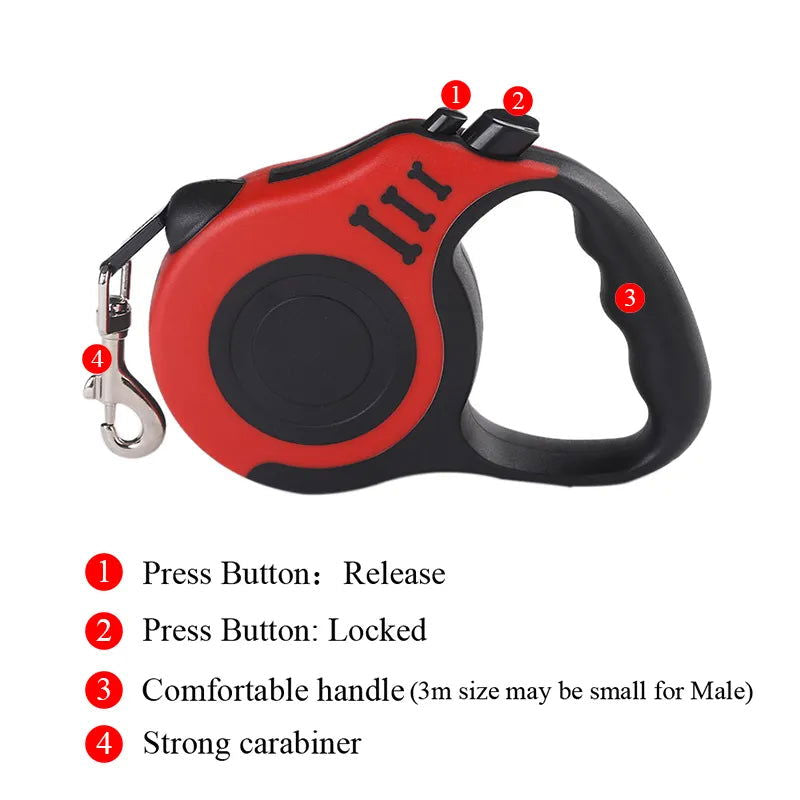 3m 5m Dog Leash for Small Dogs Cat Automatic Retractable Durable Nylon Lead Puppy Outdoor Travel Walking Hiking Traction Rope - Slobuy
