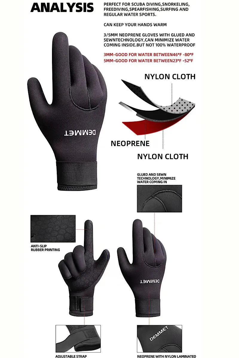 3mm 5mm Neoprene Diving Winter Heated Gloves For Men Women Diver Wetsuit Snorkeling Canoeing Spearfish Underwater Hunting Glove - Slobuy