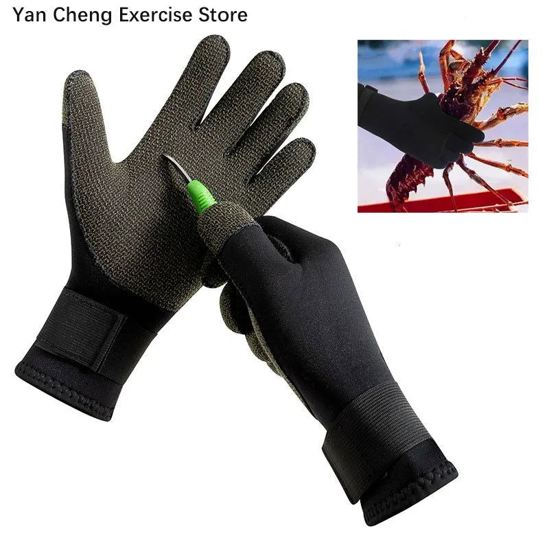 3mm Kevlar Diving Gloves Cut Resistant Keep Warm Black Pool Gloves for Snorkeling Swimming Water Amusement Dive Accessories - Slobuy