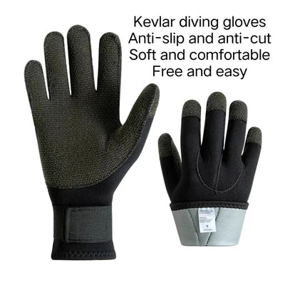 3mm Kevlar Diving Gloves Cut Resistant Keep Warm Black Pool Gloves for Snorkeling Swimming Water Amusement Dive Accessories - Slobuy