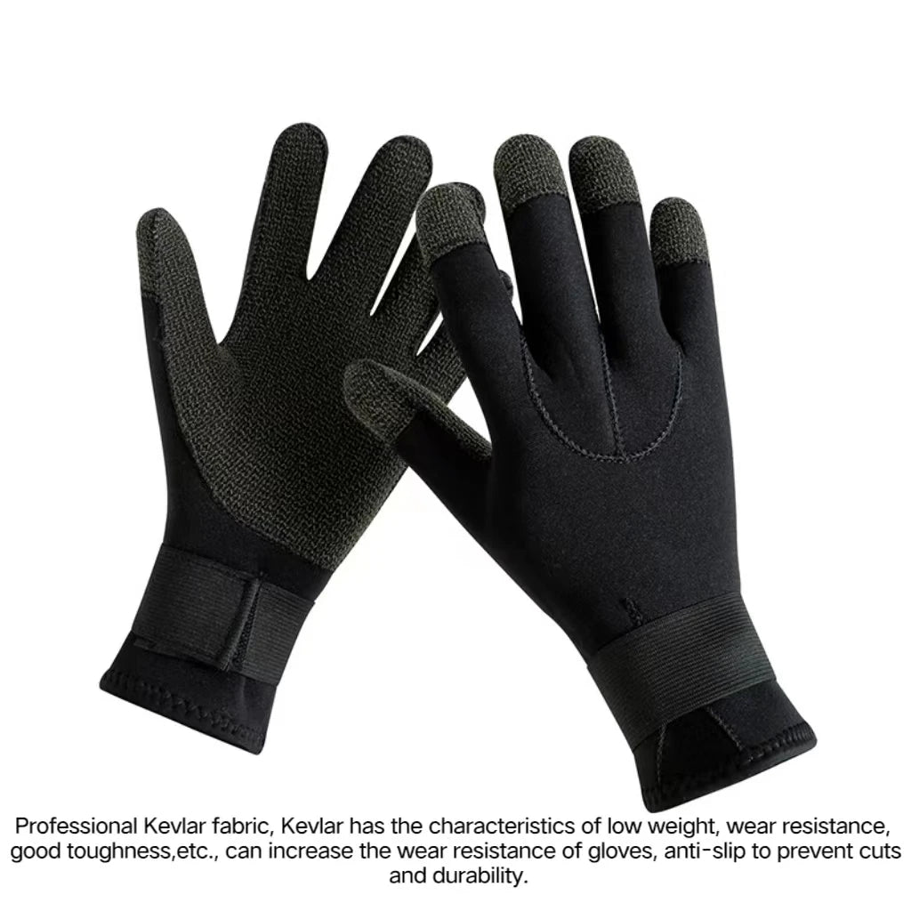 3mm Kevlar Diving Gloves Cut Resistant Keep Warm Black Pool Gloves for Snorkeling Swimming Water Amusement Dive Accessories - Slobuy